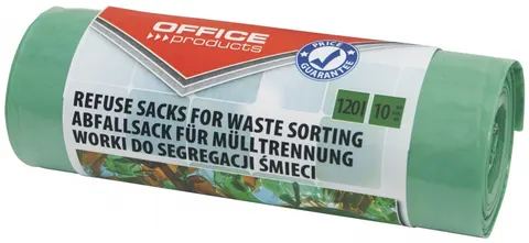 Worki na śmieci LDPE Office Products do segregacji zielone 120 l 10 szt.