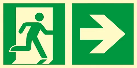 Znak TDC: Kierunek do wyjścia ewakuacyjnego w prawo 1