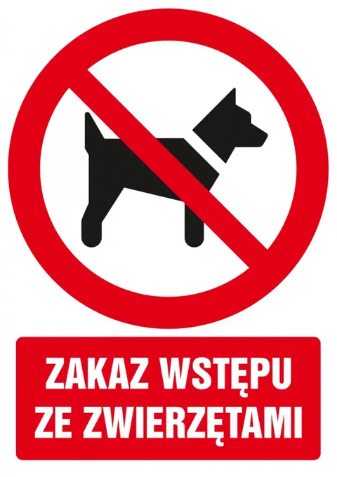 Znak TDC: Zakaz wstępu ze zwierzętami
