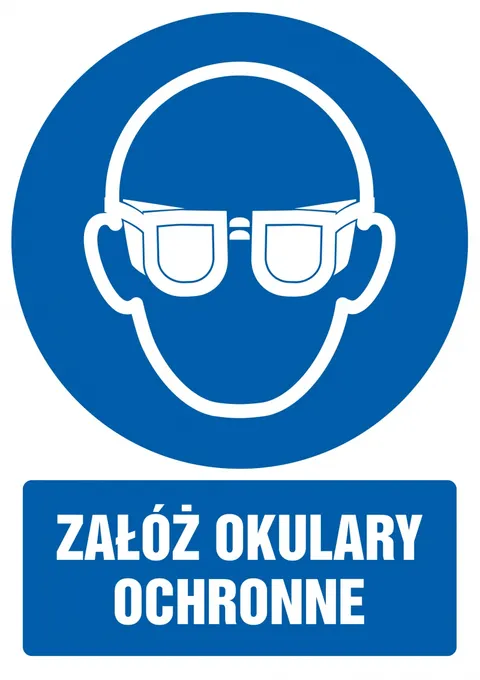 Znak TDC: Załóż okulary ochronne