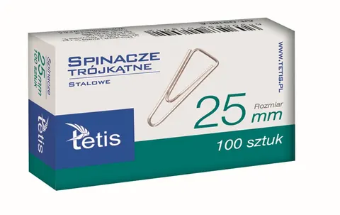 Spinacze biurowe Tetis trójkątne 25 mm 100 szt.