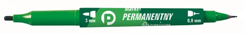 Marker permanentny Tetis premium z 2 końcówkami zielony