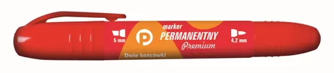 Marker permanentny Tetis premium z 2 końcówkami czerwony