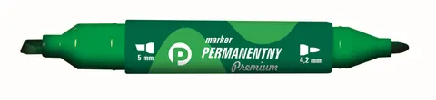 Marker permanentny Tetis premium z 2 końcówkami zielony