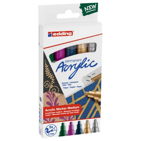 Marker akrylowy e-5100 Edding, 2-3 mm, 5 szt., mix kolorów