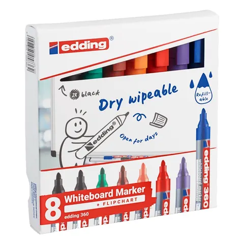 Marker do tablic 360 Edding, 1,5-3mm, 8 szt., mix kolorów