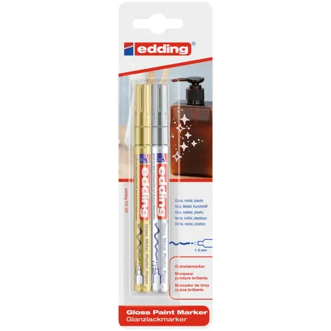 Marker olejowy połyskujący e-751 Edding 1-2mm 2szt mix kolorów