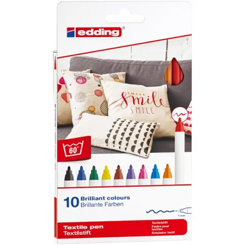 Pisak tekstylny e-4600/10 S Edding, 1mm, 10 szt., pudełko, mix kolorów