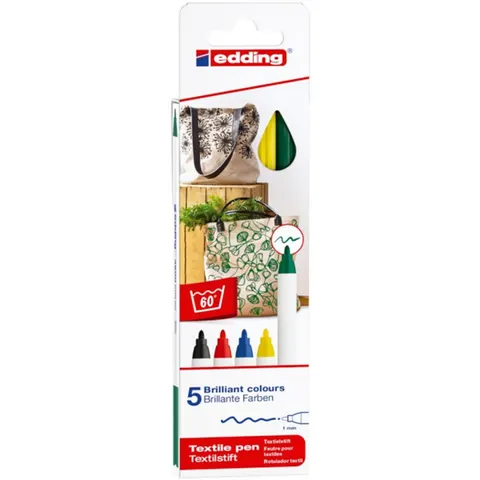 Pisak tekstylny e-4600/5 S Edding 1mm 5 szt. w pudełku mix kolorów