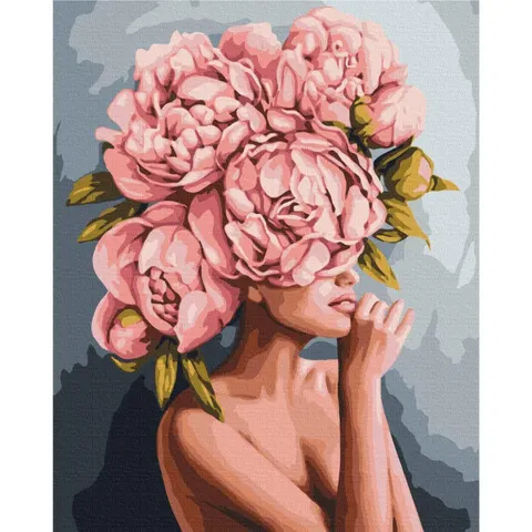 Obraz BRUSHME malowanie po numerach 40x50 cm dotyk piwonii