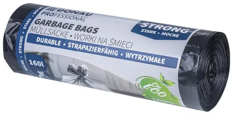 Worki na śmieci 160L LDPE 35µm DONAU PROFESSIONAL czarne 10szt.