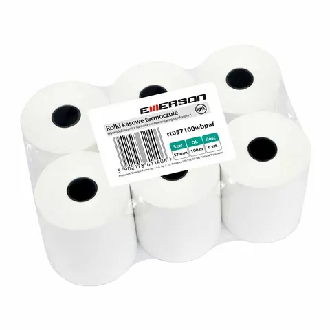 Rolki termiczne do kasy fiskalnej Emerson 57 mm x 100 m, 6 szt.