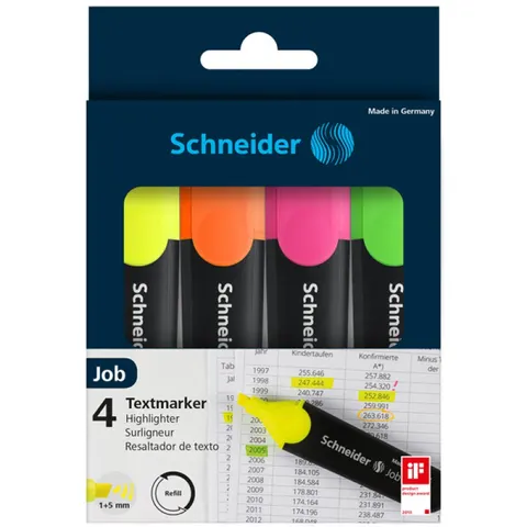 Zakreślacz Schneider Job ścięty 1-5 mm mix 4 kolorów