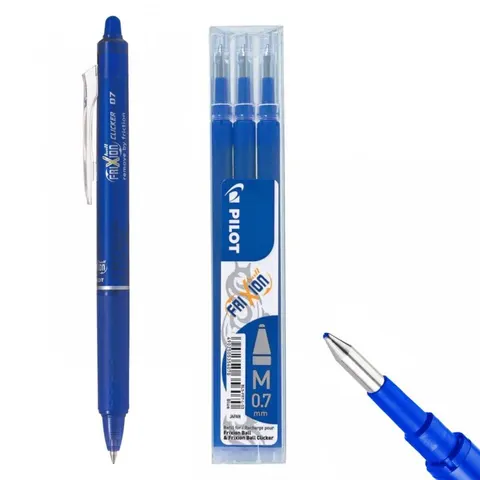 Zestaw Pióro kulkowe Pilot Frixion Clicker + 3 Wkłady niebieskie