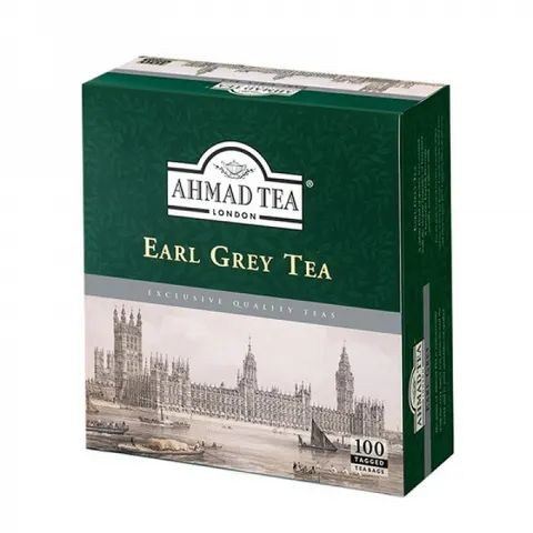 Herbata ekspresowa Ahmad Earl Grey 100 torebek z zawieszką