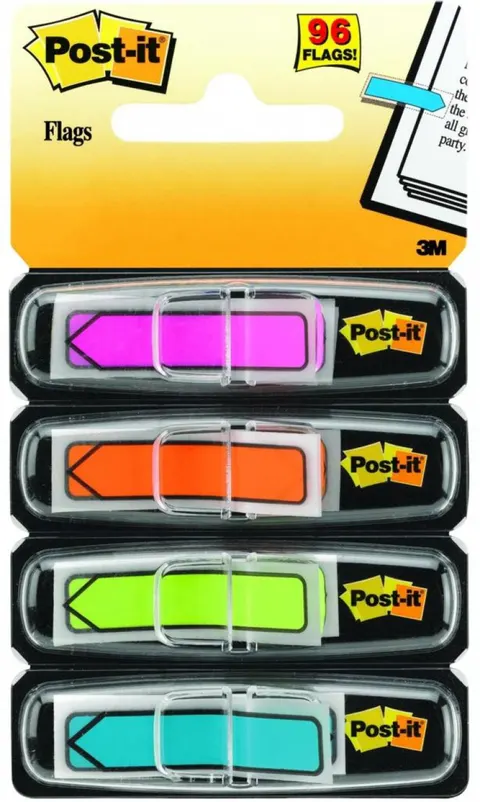 Zakładki indeksujące 3M Post-it strzałki 12 x 43 mm mix kolorów neonowych 4 x 35 szt.