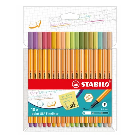 Cienkopis Stabilo point 88 zestaw 18 szt. pastelowe