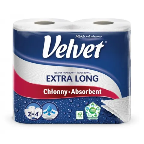 Ręcznik w roli Velvet Extra Long 2-warstwowy 2x90 listków biały