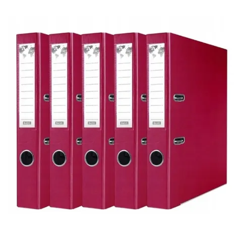 Zestaw 5x Segregator na dokumenty Basic A4 50 mm bordowy