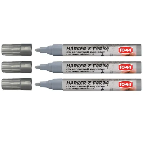Zestaw 3x Marker Do Renowacji Nagrobków Toma Srebrny
