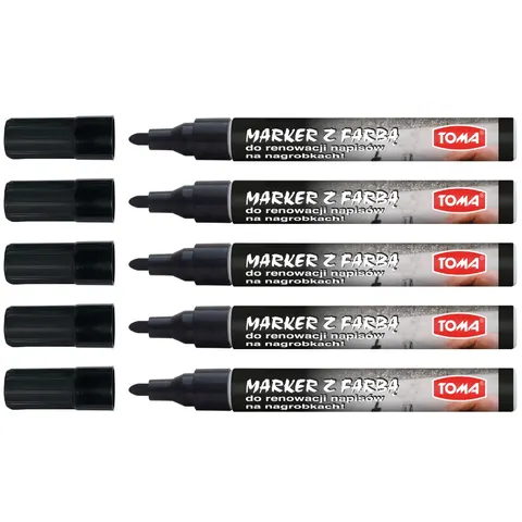 Zestaw 5x Marker Do Renowacji Napisów na Nagrobkach Czarny