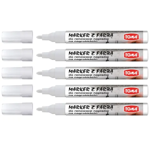 Zestaw 5x Marker Do Renowacji Napisów na Nagrobkach Biały