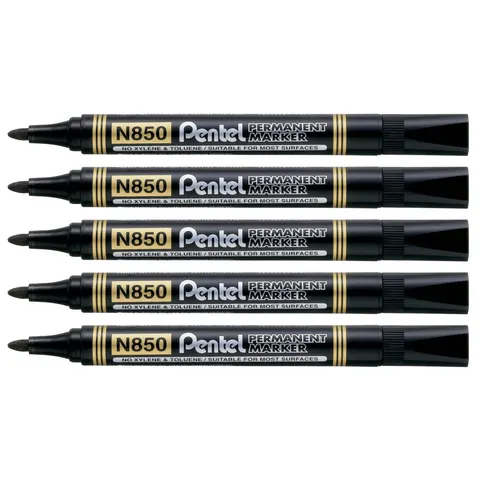 Zestaw 5x Marker permanentny Pentel N850 czarny