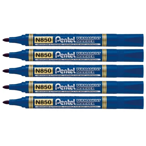 Zestaw 5x Marker permanentny Pentel N850 niebieski
