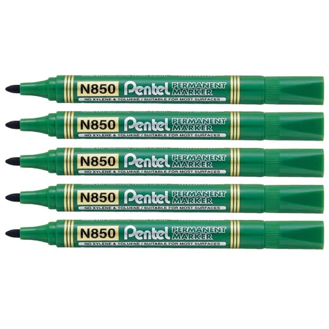 Zestaw 5x Marker permanentny Pentel N850 zielony