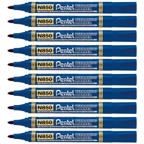 Zestaw 10x Marker permanentny Pentel N850 niebieski