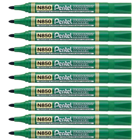 Zestaw 10x Marker permanentny Pentel N850 zielony