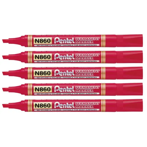 Zestaw 5x Marker permanentny Pentel N860 czerwony