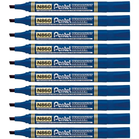 Zestaw 10x Marker permanentny Pentel N860 niebieski