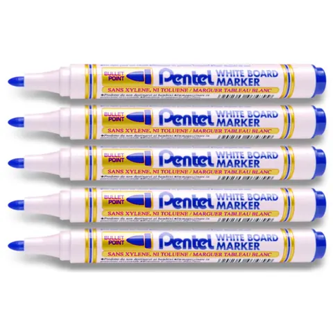 Zestaw 5x Marker do tablic suchościeralnych Pentel MW85 niebieski