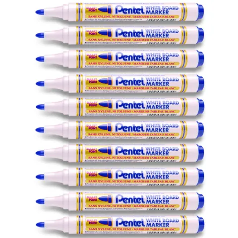 Zestaw 10x Marker do tablic suchościeralnych Pentel MW85 niebieski