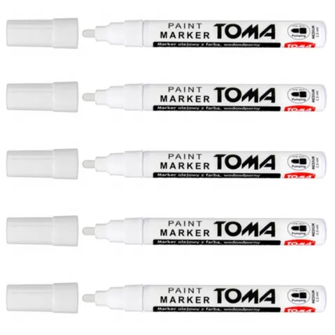 Zestaw 5x Marker olejowy Toma biały okrągły TO-440