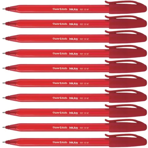 Zestaw 10x Długopis Paper Mate Inkjoy 100 M Czerwony