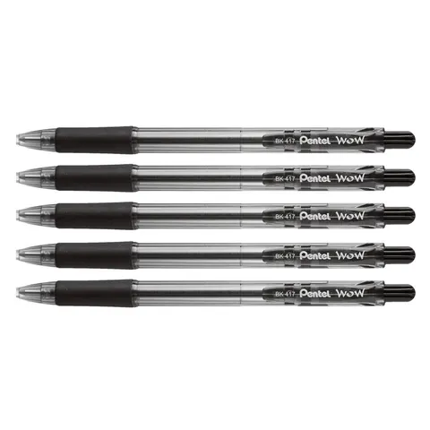 Zestaw 5x Długopis automatyczny Pentel BK417 WOW czarny