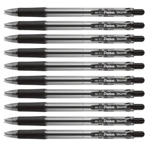Zestaw 10x Długopis automatyczny Pentel BK417 WOW czarny