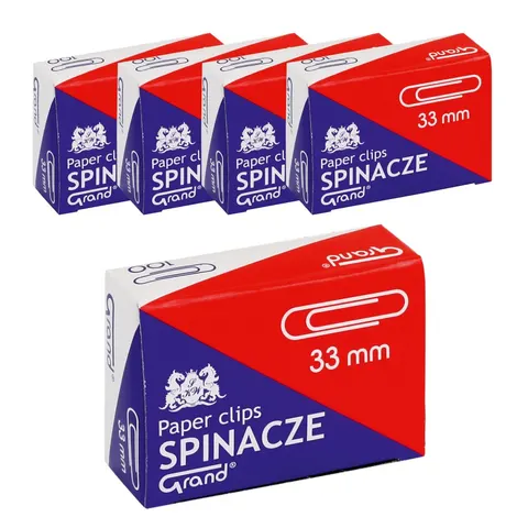 Zestaw 5x Spinacze metalowe okrągłe Grand 33 mm