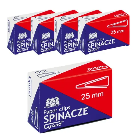 Zestaw 5x Spinacze metalowe trójkątne Grand 25 mm