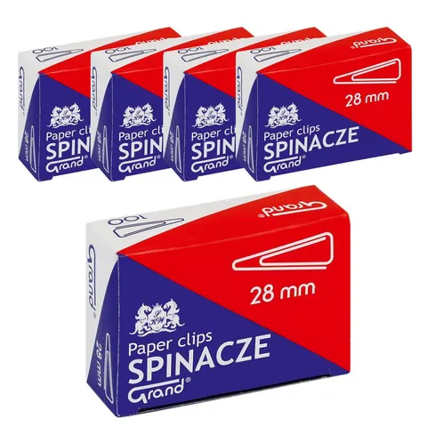 Zestaw 5x Spinacze metalowe trójkątne Grand 28 mm