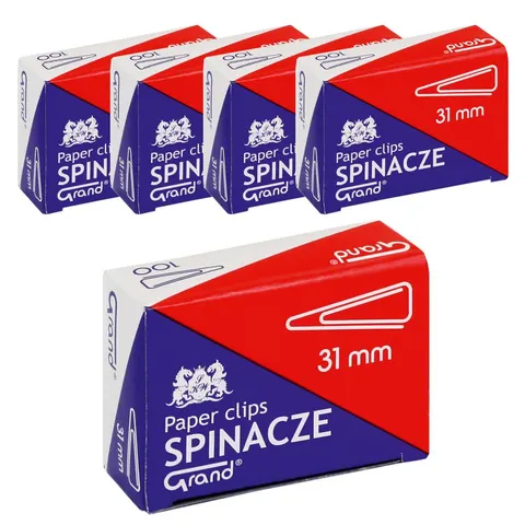 Zestaw 5x Spinacze metalowe trójkątne Grand 31 mm