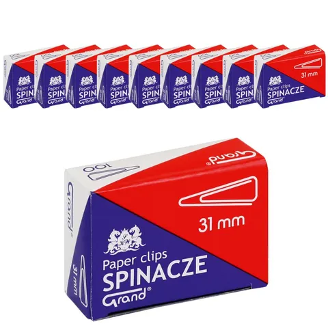 Zestaw 10x Spinacze metalowe trójkątne Grand 31 mm