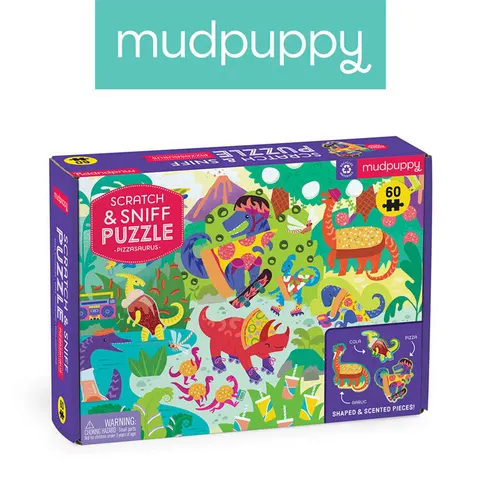 Mudpuppy Puzzle sensoryczne z elementami zapachowymi Pizzasaurus 60 elementów 4+