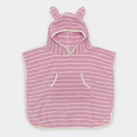 Dziecięcy ręcznik z kapturem Cotton Candy Pink Stripe - ponczo kąpielowe Sunny Life