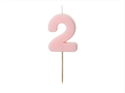 Świeczka 2 jasno różowa 5,5cm