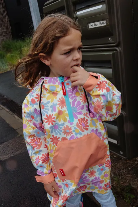 Hello Hossy Poncho przeciwdeszczowe dla dzieci Retro Flowers 4-6 lat
