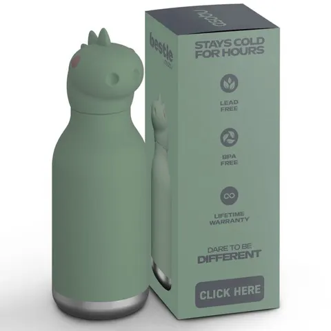 Butelka termiczna ze słomką Bestie Asobu – Dinozaur 460 ml