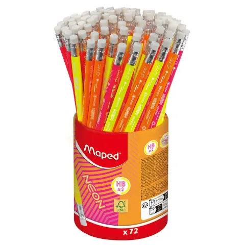 Ołówek z gumką Neon HB Maped mix kolorów